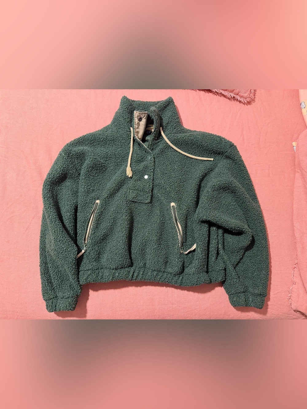 Universal Thread Green Sherpa Funnel Neck Pullover